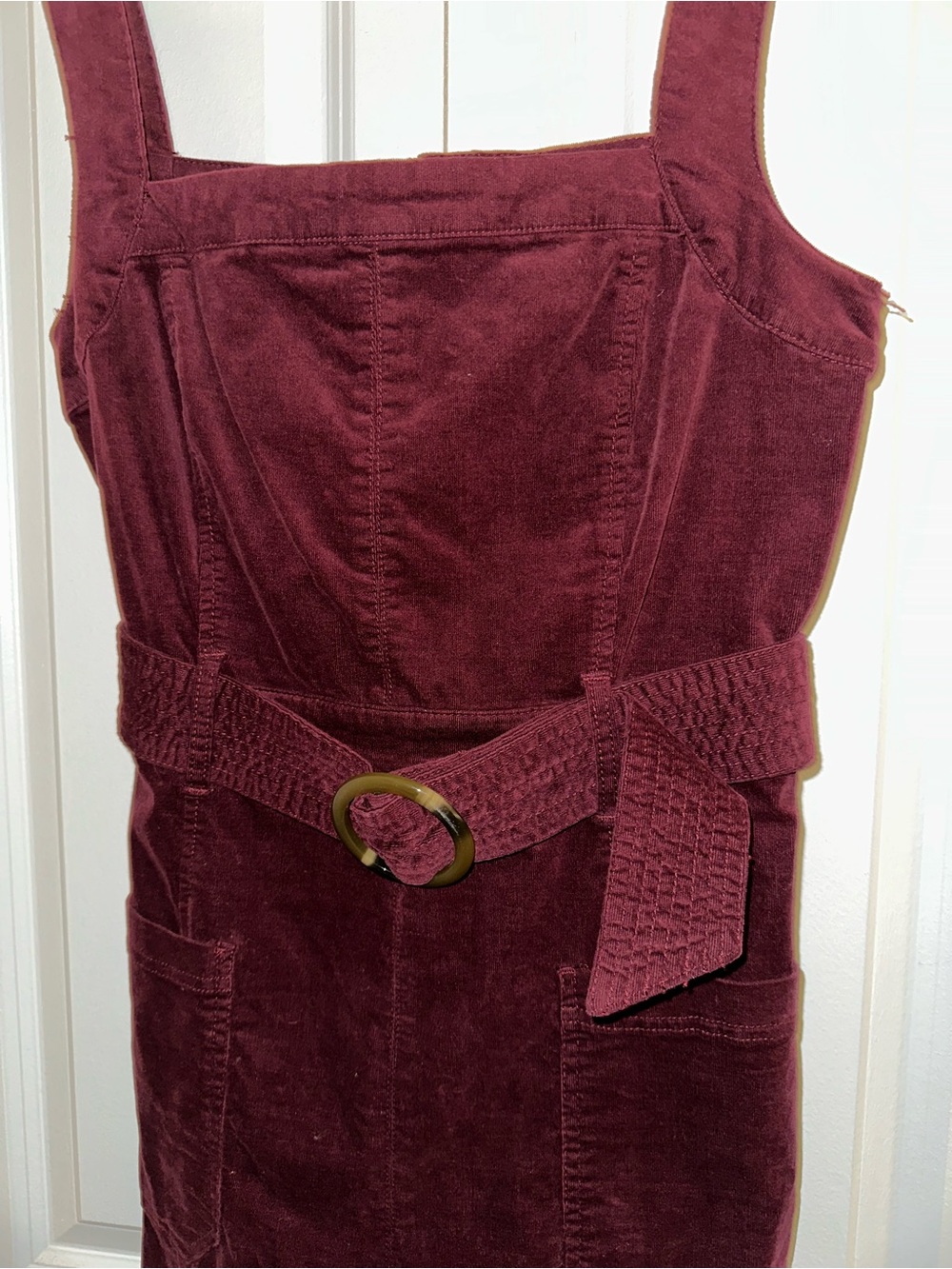 Anthropologie Pilcro Wine Corduroy Pinafore Dress
